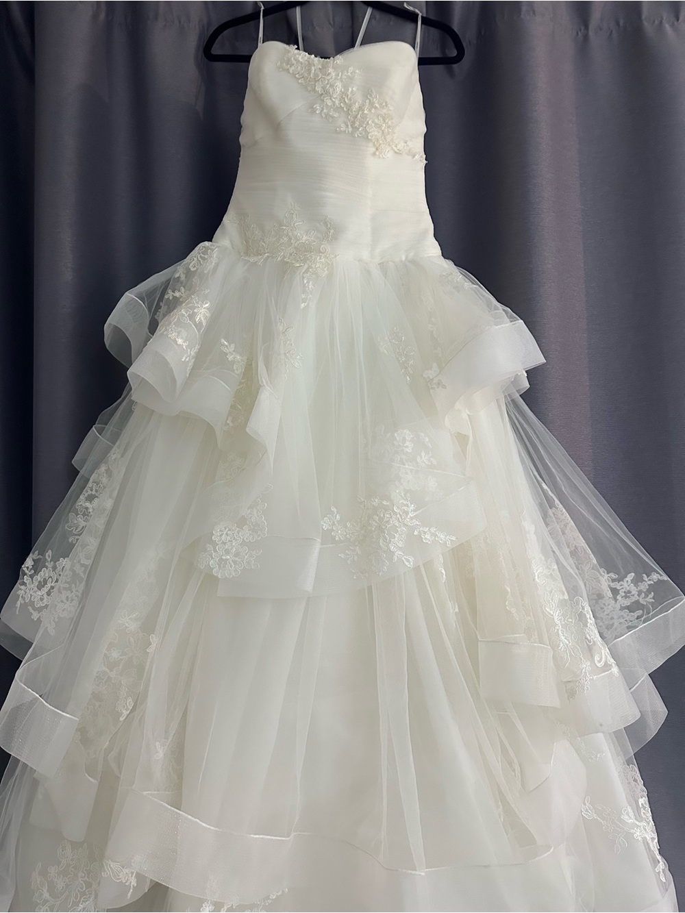 WHITE By Vera Wang Vw351197 Ivory Strapless Tulle tiered wedding dress gown 8 - Picture 2 of 11